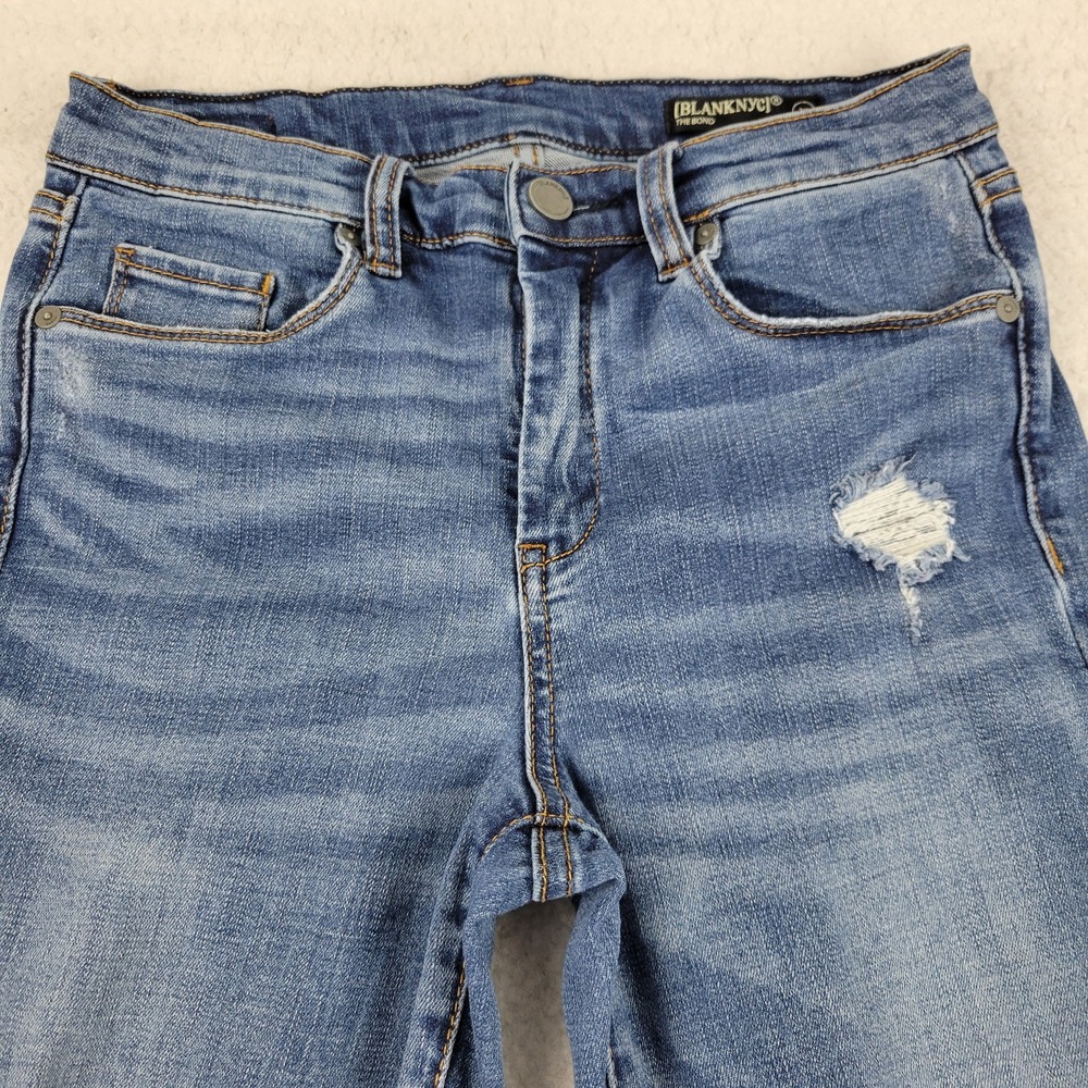 Blank NYC The Bond Mid Rise Skinny Jeans Womens 28 Blue Distressed Stretch Denim - Picture 2 of 11